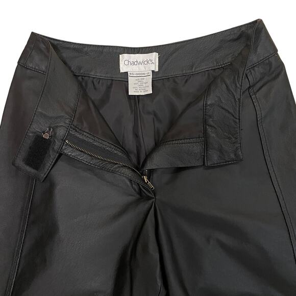 Vintage Chadwick’s Leather Pants 2P | Black Real Leather, Straight Leg, Y2K NWOT - Picture 3 of 4